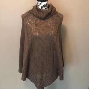 Brown cowl neck poncho